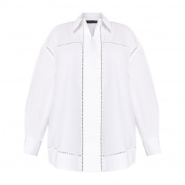 Marina Rinaldi Cotton Poplin Shirt With Open Work - Plus Size Collection