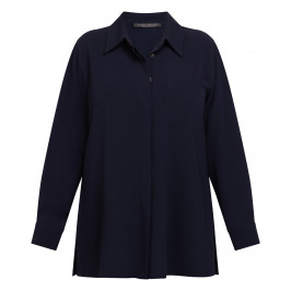 Marina Rinaldi Triacetate Cady Shirt Navy - Plus Size Collection