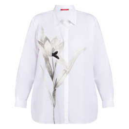 Marina Rinaldi Oversized Embroidered Cotton Shirt White - Plus Size Collection