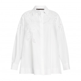 Marina Rinaldi Cotton Poplin Floral Cut-Out Shirt