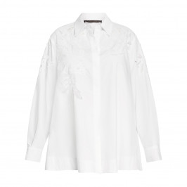 Marina Rinaldi Cotton Poplin Floral Cut-Out Shirt - Plus Size Collection