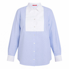 Marina Rinaldi Cotton Poplin Embellished Shirt Blue - Plus Size Collection