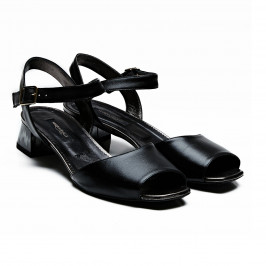 Marina Rinaldi black low heel leather sandals - Plus Size Collection