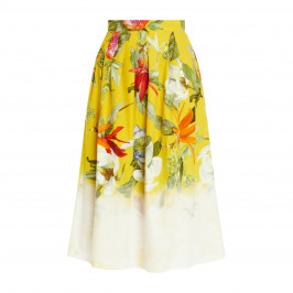 Marina Rinaldi Lined Cotton Poplin Botanical Print Skirt  - Plus Size Collection