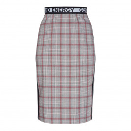 MARINA RINALDI CHECK SKIRT WITH LOGO WAISTBAND - Plus Size Collection