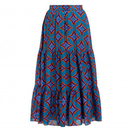 Marina Rinaldi Printed Muslin Skirt Turquoise 