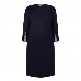 MARINA RINALDI NAVY RIB KNIT DRESS - Plus Size Collection