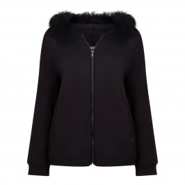 Marina Rinaldi Black fur trimmed HOODY - Plus Size Collection