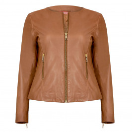 MARINA RINALDI LEATHER JACKET TAN - Plus Size Collection