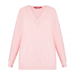 Marina Rinaldi Pure Cotton Sweater V-Neck Pink - Plus Size Collection