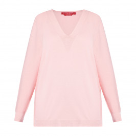 Marina Rinaldi Pure Cotton Sweater V-Neck Pink - Plus Size Collection