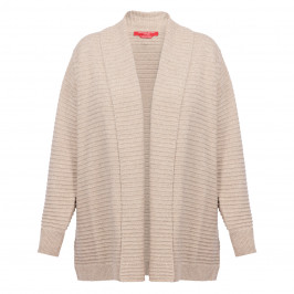 Marina Rinaldi Ribbed Long Cardigan Beige - Plus Size Collection