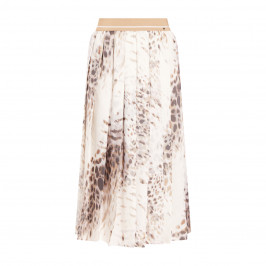 Marina Rinaldi Long Pleated Animal Print Skirt Cream - Plus Size Collection
