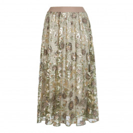 MARINA RINALDI FLORAL LACE SKIRT WITH SEQUIN AND EMBROIDERY - Plus Size Collection