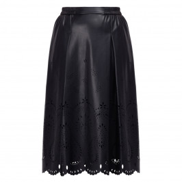 Marina Rinaldi Laser Cut Skirt Faux Leather Black - Plus Size Collection