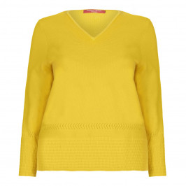 Marina Rinaldi yellow textured hem cotton blend SWEATER - Plus Size Collection