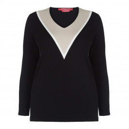 MARINA RINALDI BLACK INTARSIA SWEATER - Plus Size Collection