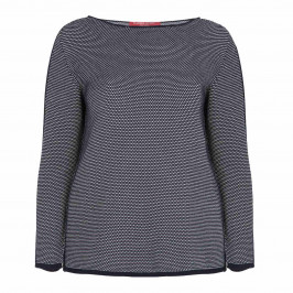 MARINA RINALDI 100% COTTON NAVY SWEATER TEXTURED KNIT - Plus Size Collection