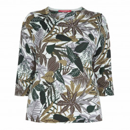 MARINA RINALDI COTTON BLEND BOTANICAL PRINT SWEATER - Plus Size Collection