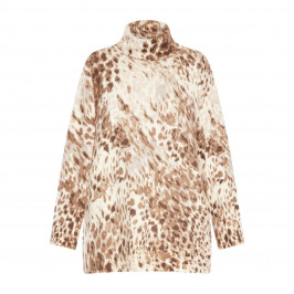 Marina Rinaldi Cashmere Blend Animal Print Sweater Cream - Plus Size Collection