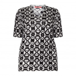 Marina Rinaldi monochrome print v-neck SWEATER - Plus Size Collection