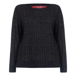 Marina Rinaldi Black Metallized Cable Knit sweater - Plus Size Collection