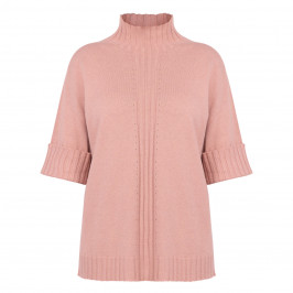 Marina Rinaldi High-Neck Short Sleeve Sweater Rose  - Plus Size Collection