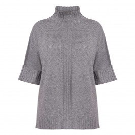 Marina Rinaldi High-Neck Short Sleeve Sweater Grey - Plus Size Collection