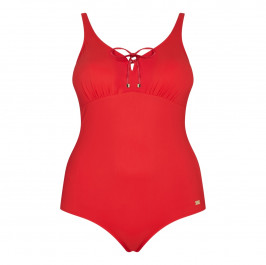 Marina Rinaldi red swimsuit with lace-up bust - Plus Size Collection