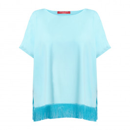 Marina Rinaldi Jersey Fringed Top Turquoise - Plus Size Collection