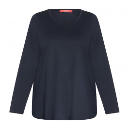 Marina Rinaldi Pure Cotton Long Sleeve T-Shirt Navy  - Plus Size Collection