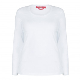 MARINA RINALDI WHITE ROUND NECK LONG SLEEVE TOP - Plus Size Collection