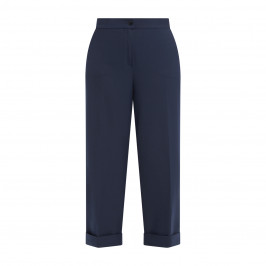 Marina Rinaldi Wide Leg Viscose Blend Trousers Navy  - Plus Size Collection