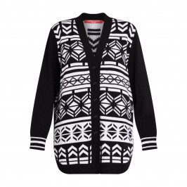 MARINA RINALDI SKI KNIT CARDIGAN BLACK AND WHITE  - Plus Size Collection