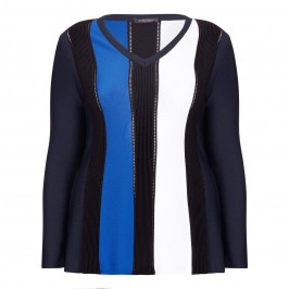 Marina Rinaldi BLUE AND BLACK vertical stripe SWEATER - Plus Size Collection