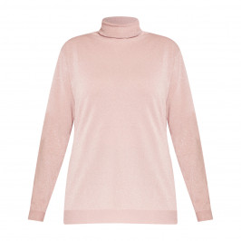 Marina Rinaldi Lurex Polo Neck Sweater Blush Pink - Plus Size Collection
