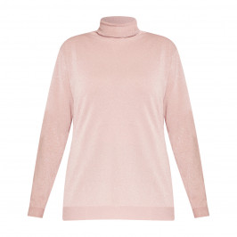 Marina Rinaldi Lurex Polo Neck Sweater Blush Pink - Plus Size Collection