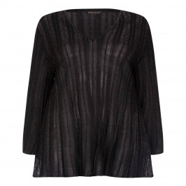 MARINA RINALDI BLACK RIB LUREX SWEATER - Plus Size Collection