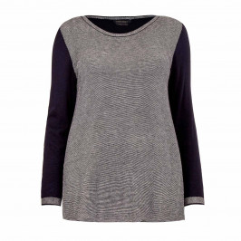 MARINA RINALDI NAVY AND GREY SWEATER - Plus Size Collection