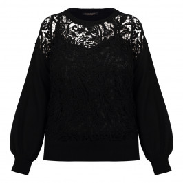 Marina Rinaldi Lace Front Sweater Black  - Plus Size Collection