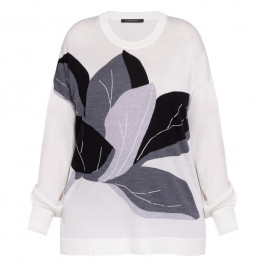 Marina Rinaldi Wool Silk and Cashmere Blend Floral Sweater - Plus Size Collection