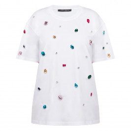 Marina Rinaldi Jewel Embellished T-Shirt White  - Plus Size Collection