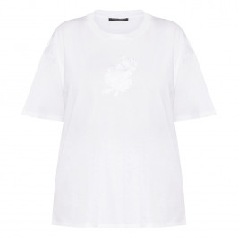 Marina Rinaldi Pure Cotton Embroidered T-Shirt White  - Plus Size Collection