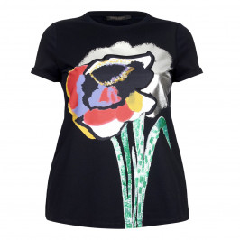 MARINA RINALDI NAVY EMBELLISHED FLORAL PRINT TOP - Plus Size Collection