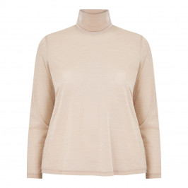 MARINA RINALDI LUREX POLO NECK BEIGE - Plus Size Collection