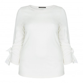 MARINA RINALDI STRETCH JERSEY TOP WITH EYELET TIE CUFF - Plus Size Collection