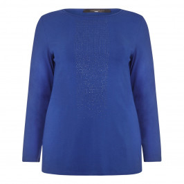 MARINA RINALDI CHINA BLUE EMBELLISHED JERSEY TOP - Plus Size Collection