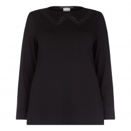 MARINA RINALDI black EMBELLISHED JERSEY TOP - Plus Size Collection