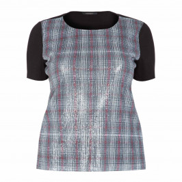 MARINA RINALDI SEQUIN CHECK FRONT TOP - Plus Size Collection