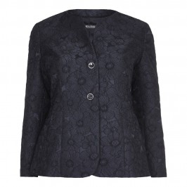 MARINA RINALDI BLACK BROCADE collarless JACKET - Plus Size Collection